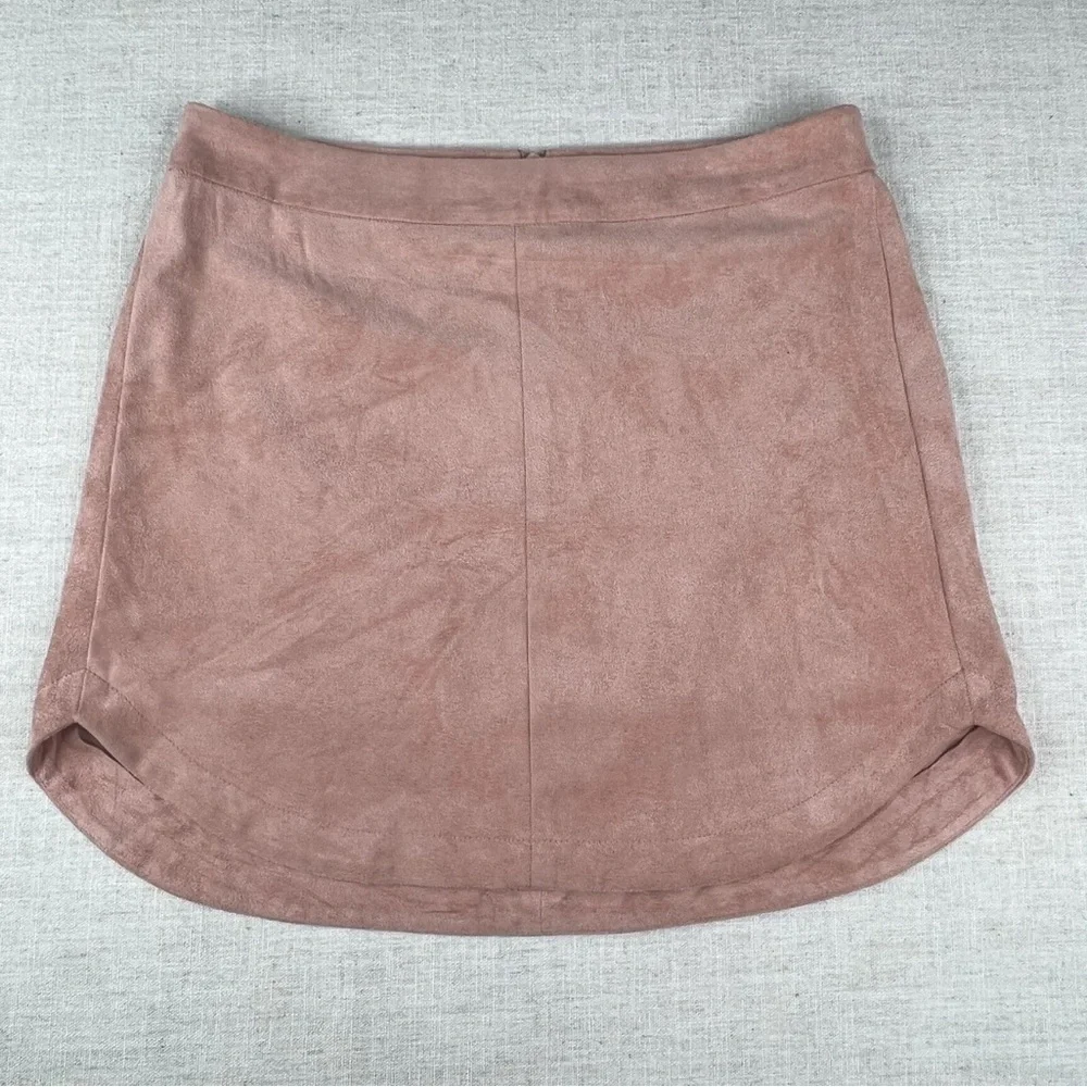 BB Dakota Annette Faux‎ Suede Mini Skirt Womens Size 4 Pink Lemonade Lined